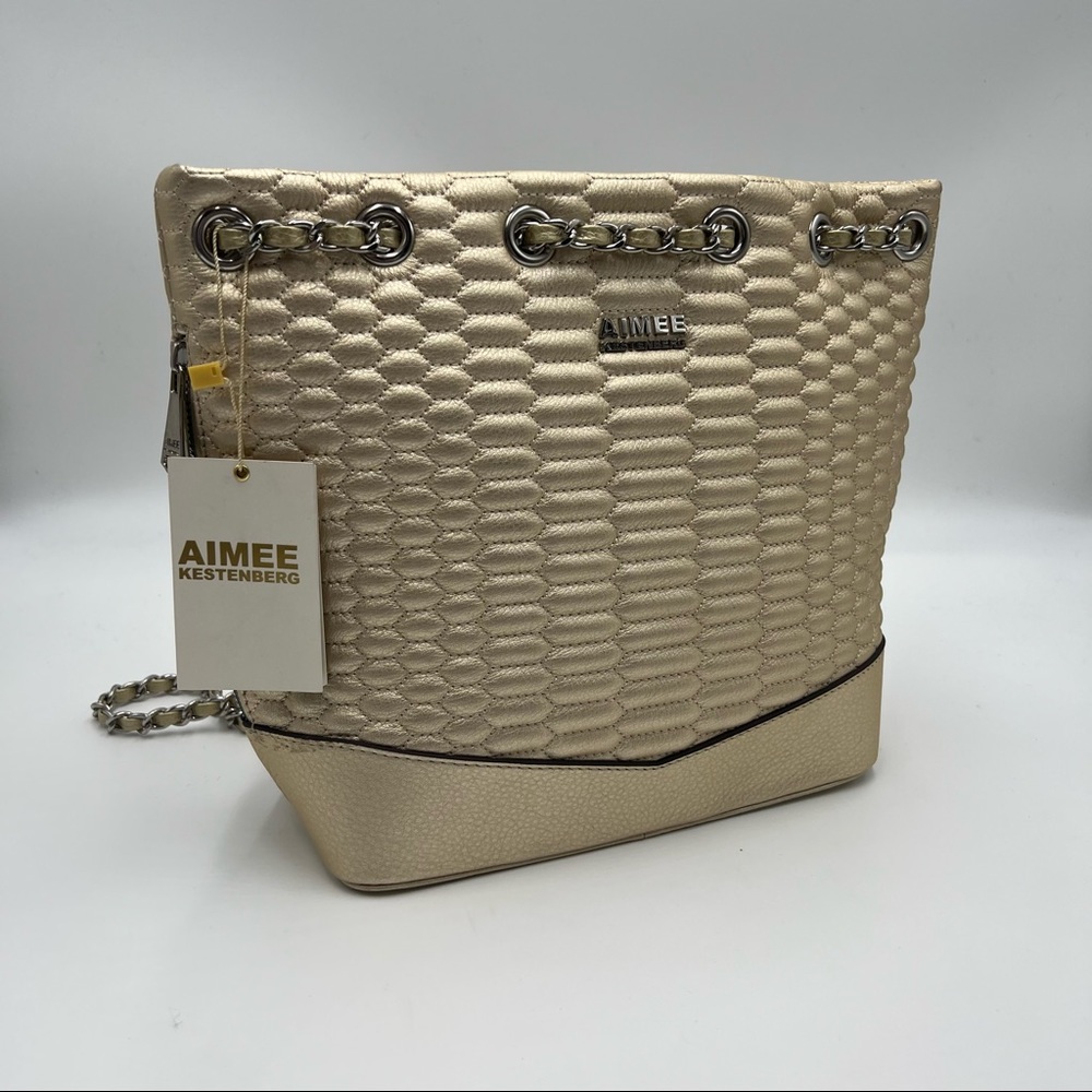 Aimee Kestenberg Bondi Quilted Python Backpack in Champagne NEW
